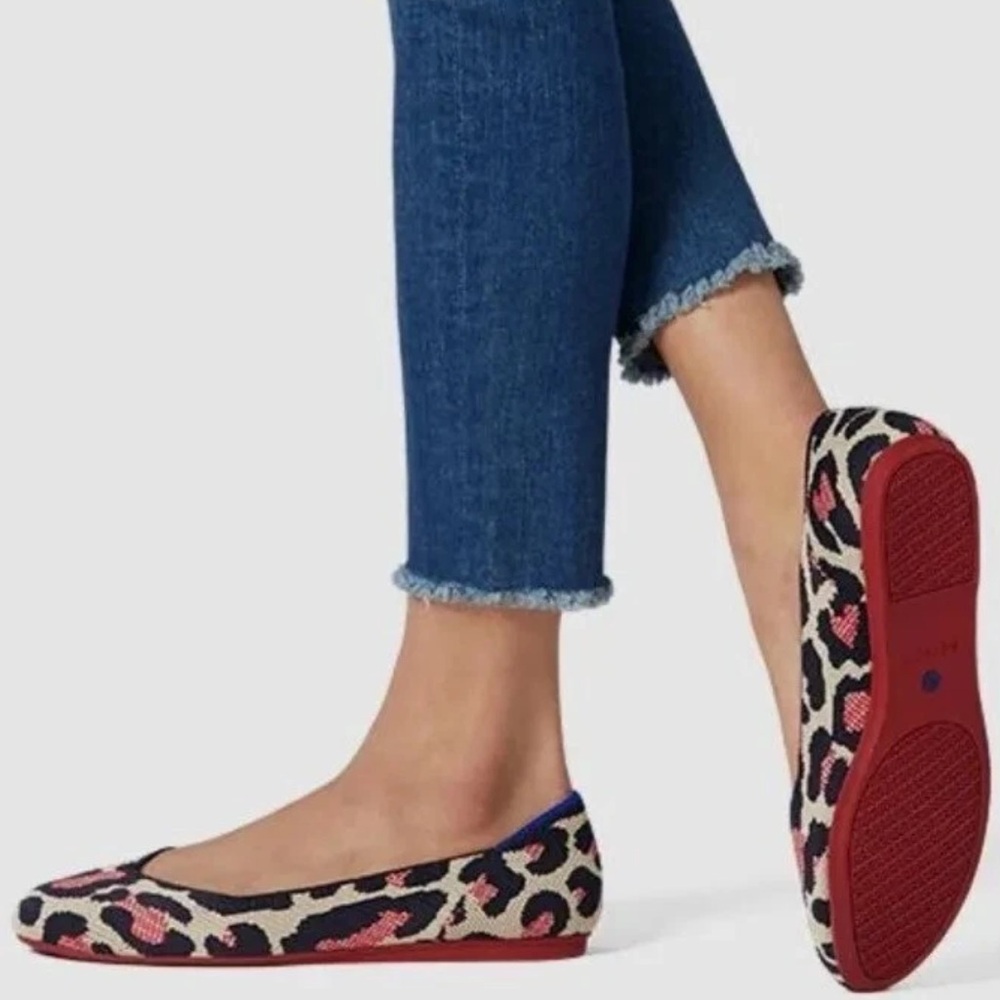 Rothy's Women's Cream and Red Patterned Flats